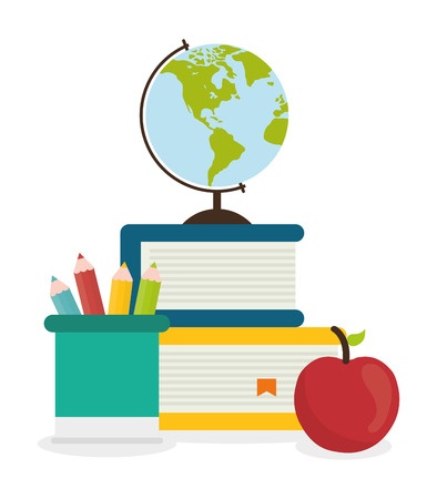 clip art of books and apple with pencils